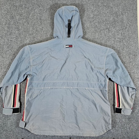 Vintage 90s Tommy Hilfiger Surfwear Pullover Zip Hooded Anorak Gray Men's XL‎ - Picture 3 of 8
